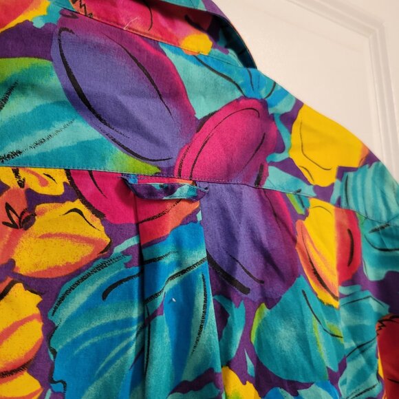 Vintage Retro-Print Vibrant Colourful Jaeger Set - Skirt and Blouse Set - Floral - Picture 13 of 15